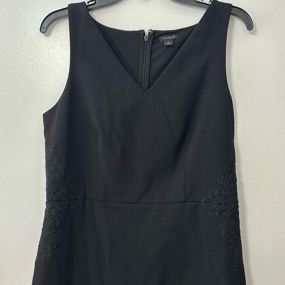 Ann Taylor embroidered black dress